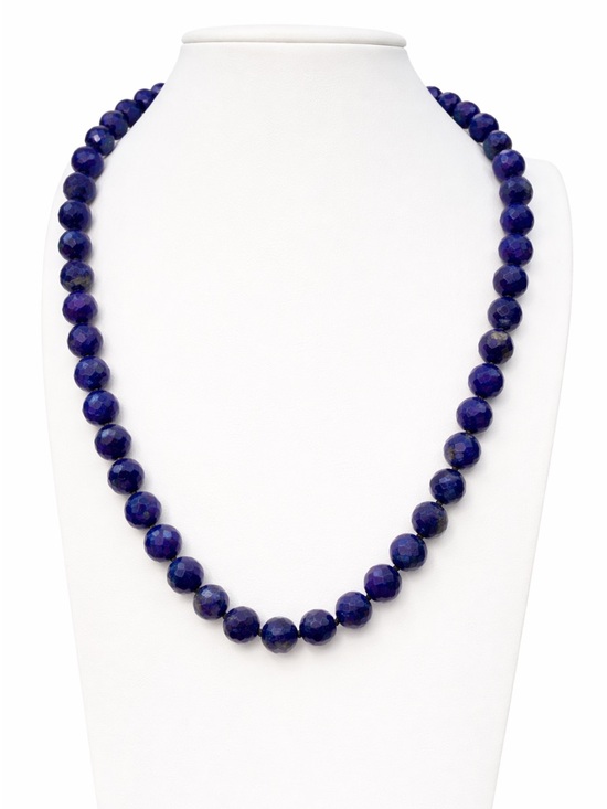Aprilsplace Jewelry - Facetd Lapis Lazuli 10 mm hand knotted 22 inch necklace Aprilsplace